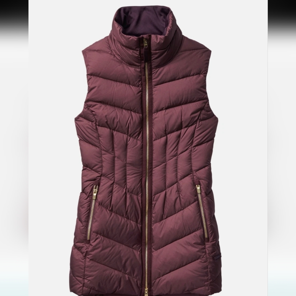 Athleta Women's Quilted Goose  Down Vest - Burgundy Sz.XS